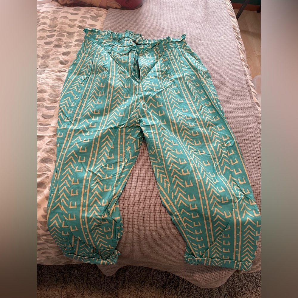 Paper bag patterned pants
